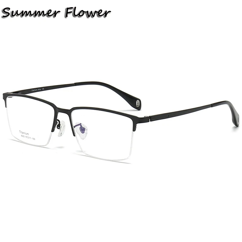 

Men Optical Semi Rim Titanium Elegant Fashion Eyewear Prescription Glasses Frame Women Eyeglasses Spectacles 150 Temple