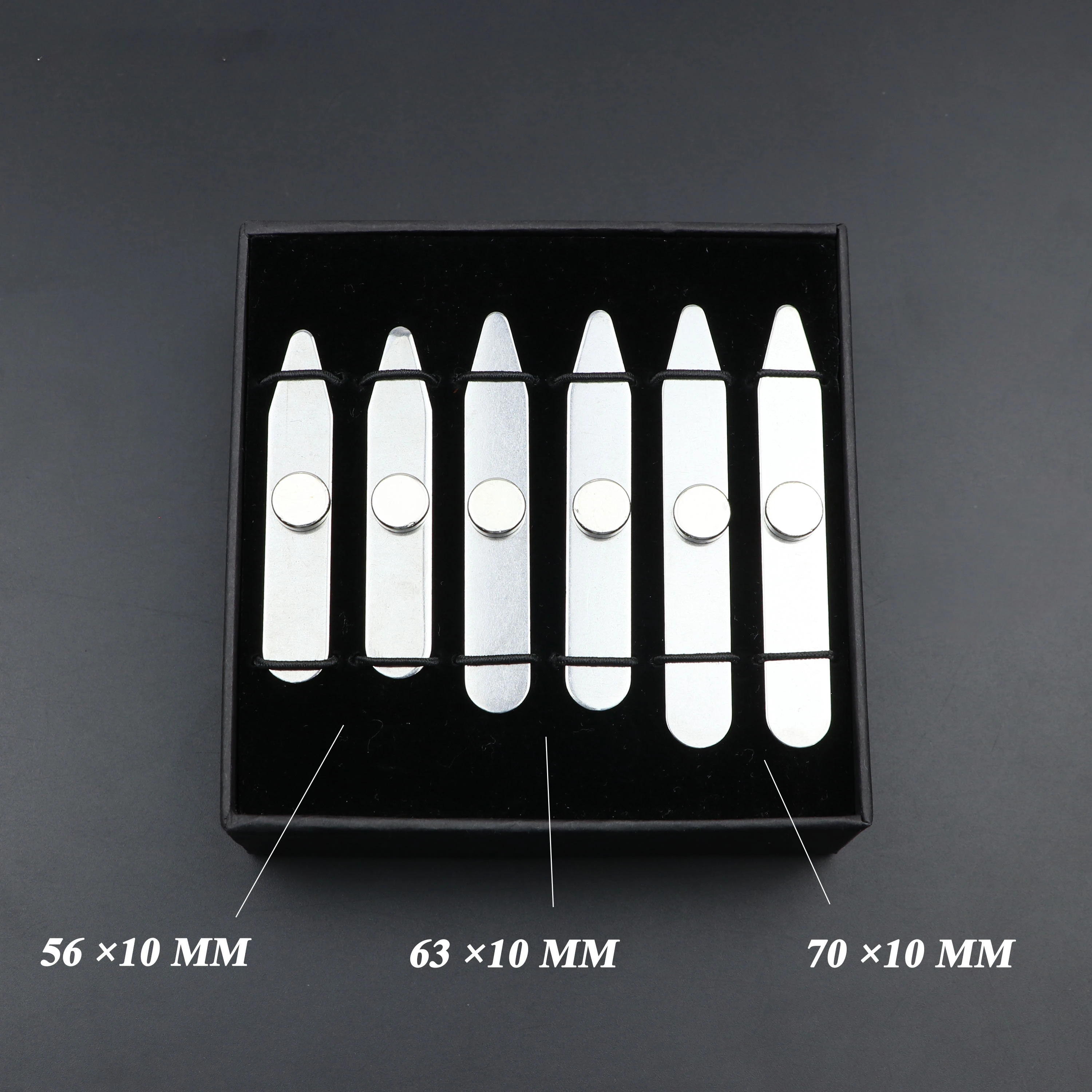 Collar de acero inoxidable para hombre, insertos de soporte para camisa de negocios, joyería con caja, 3 tamaños