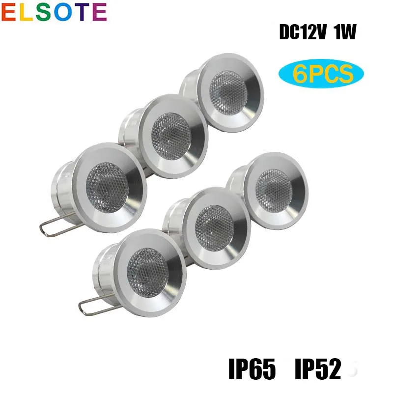 

ELSOTE 12V Low Voltage Waterproof LED Spotlight IP65 1W Aluminum Embedded Jewelry Display Cabinet Counter Bathroom RV Downlight