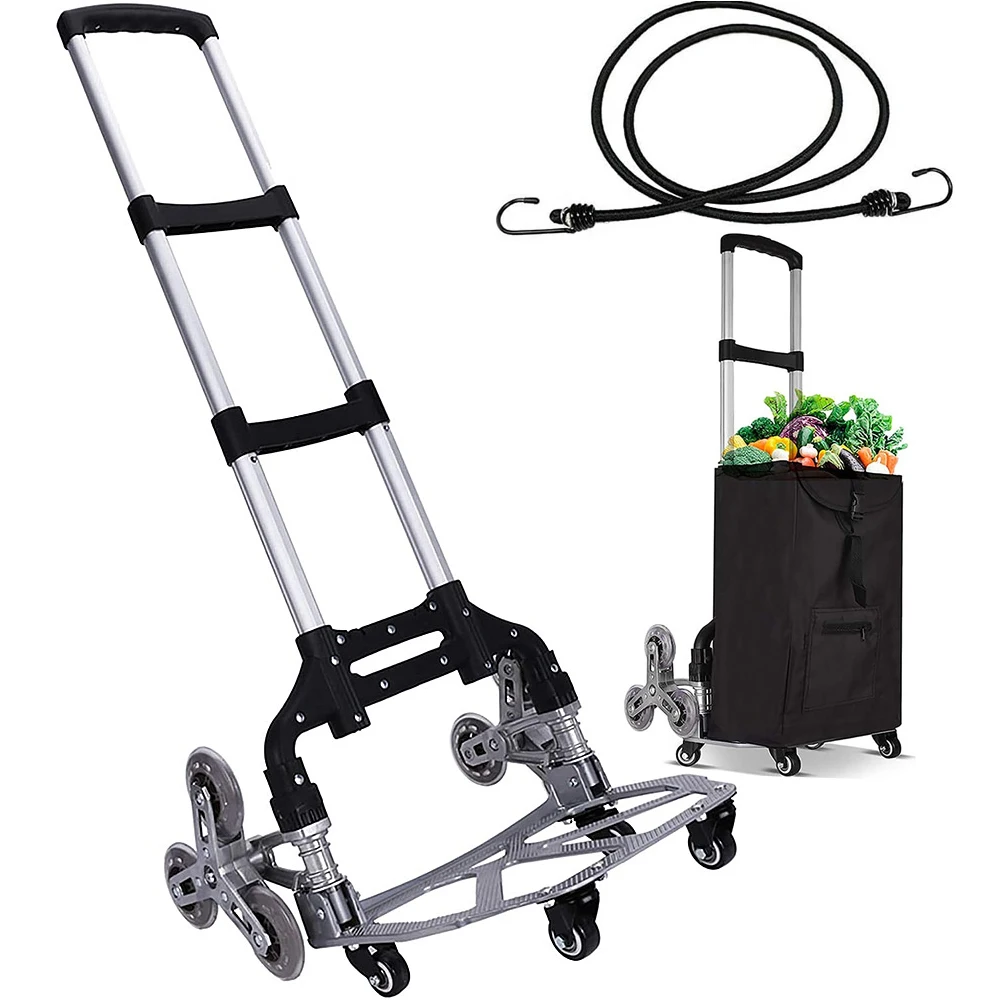 New Portable Shopping Cart Folding Trolley Aluminum Stair Climbing Luggage Trolley Tool Cart