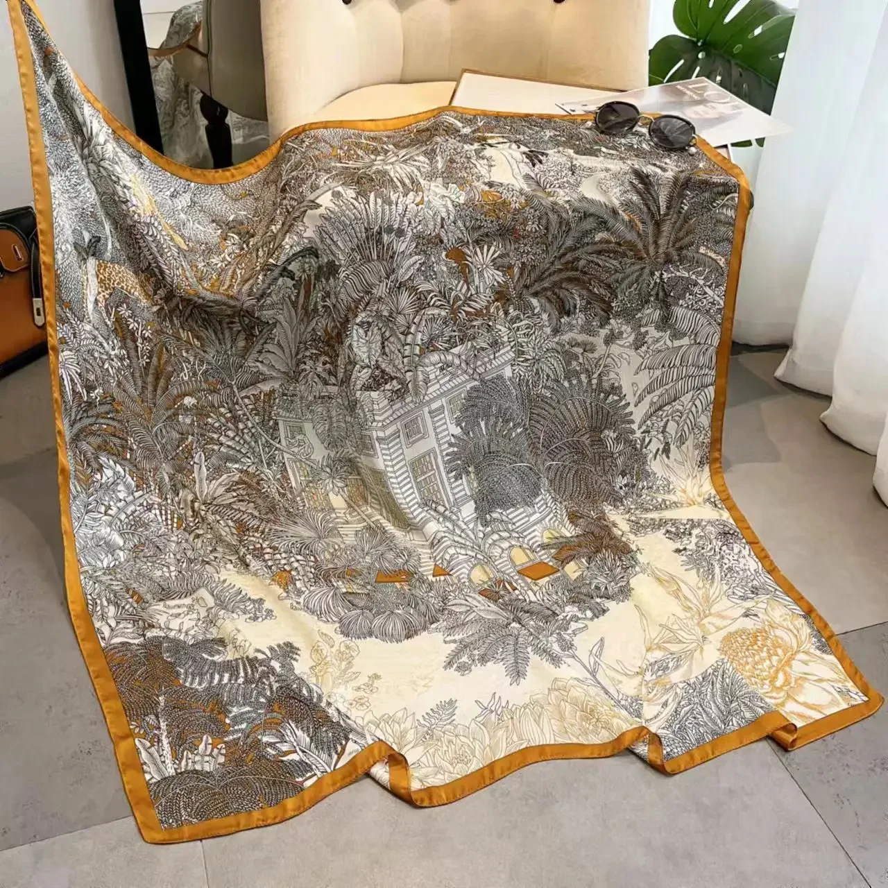 Écharpe de printemps pour femmes, Design de luxe, matériau en Polyester, écharpe lisse, châle doux, plage, 110x110cm