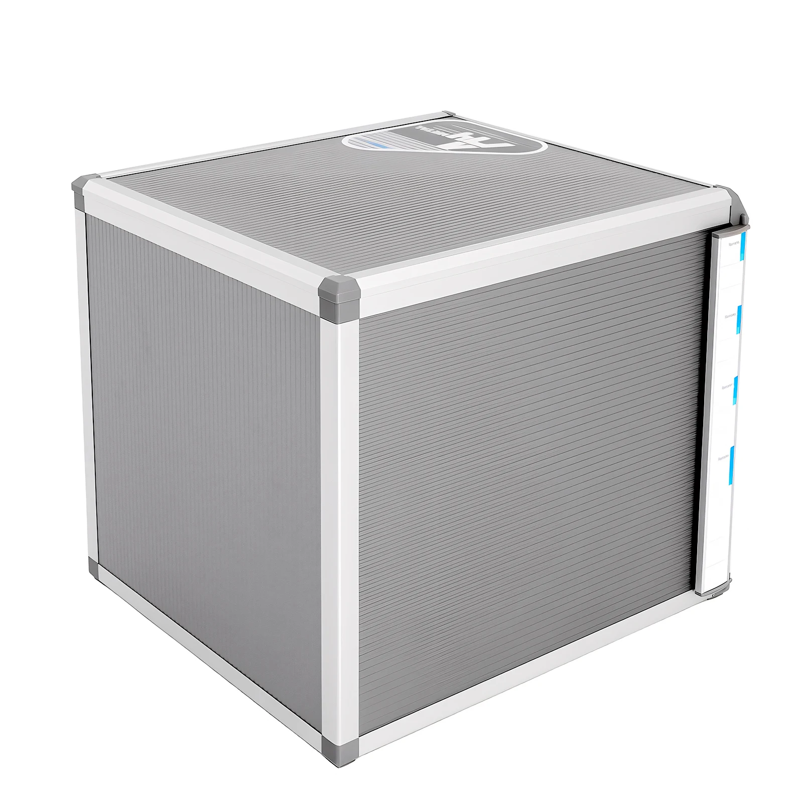 Grey Silver Document Storage Box File Storage Cabinet with 4 Lockable Drawers and Side Label for Offices and Homes