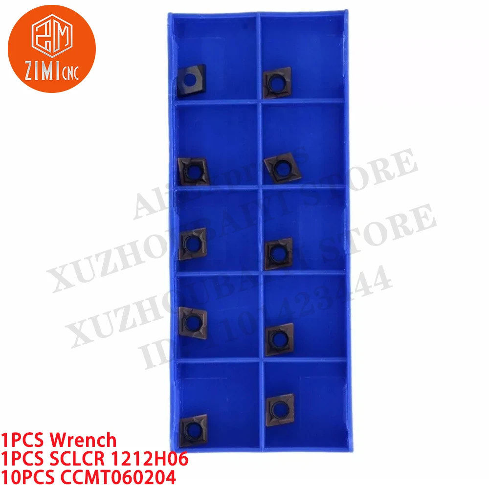 1PCS SCLCR1212H06 12mm Lathe Turning Tool Holder Boring Bar +10PCS CCMT060204 Carbide Inserts CNC metal mechanical cutting tools