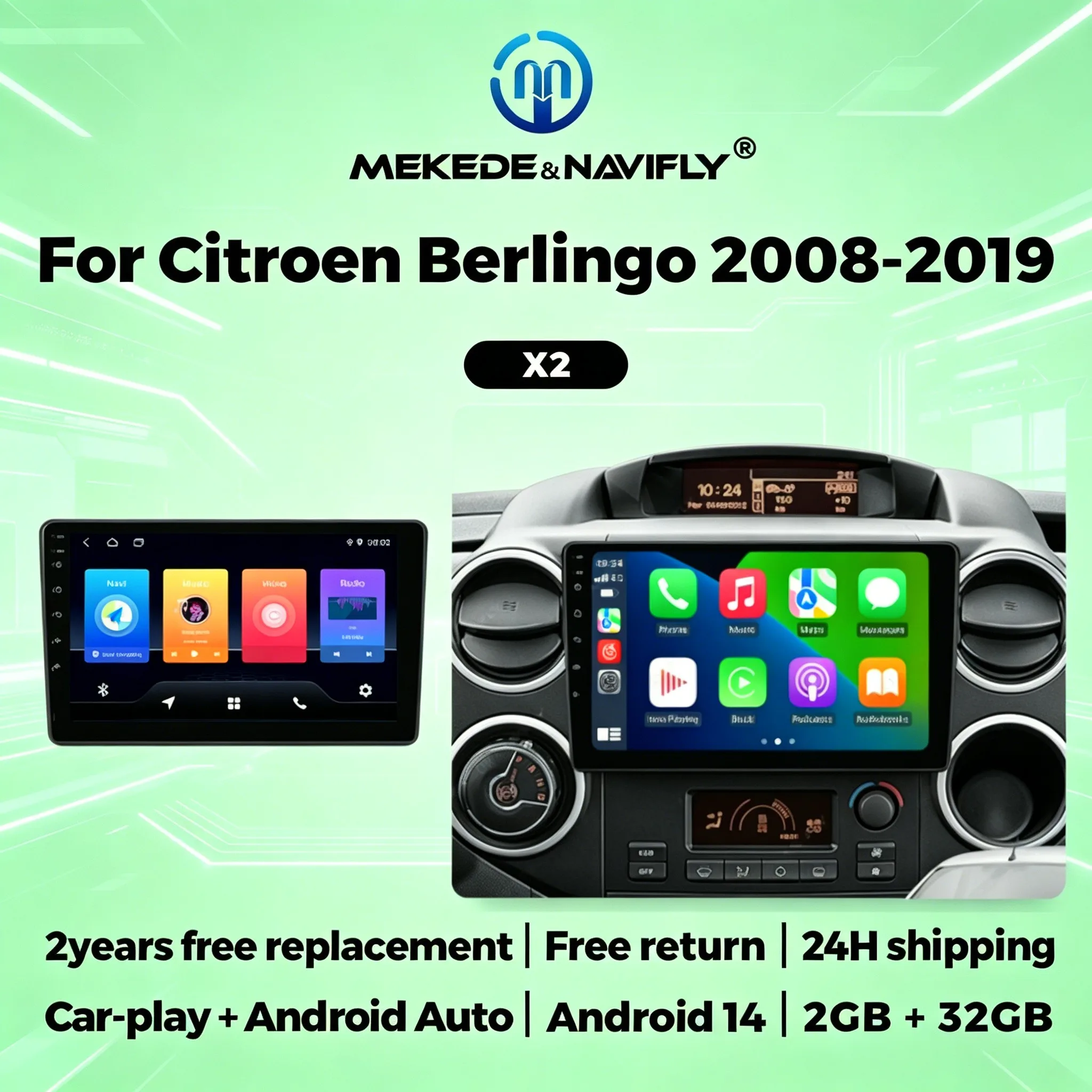 

Car Radio Stereo For Citroen Berlingo B9 Peugeot Partner 2008-2018 Car Play Android Auto Multimedia Player FM Autoradio GPS WIFI