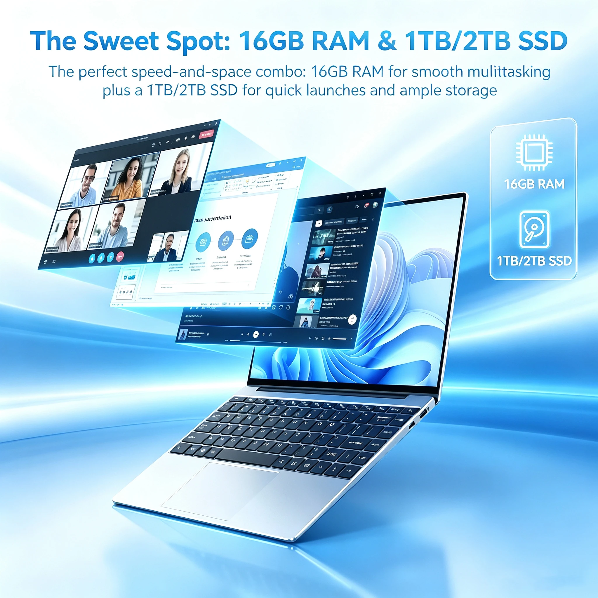 Computadora Portátil Profesional de 14.1' con Windows 11, Intel I3 6100U/N5095, 16GB de RAM, 1TB/2TB SSD, Laptop para Estudio, Notebook, PC Gamer