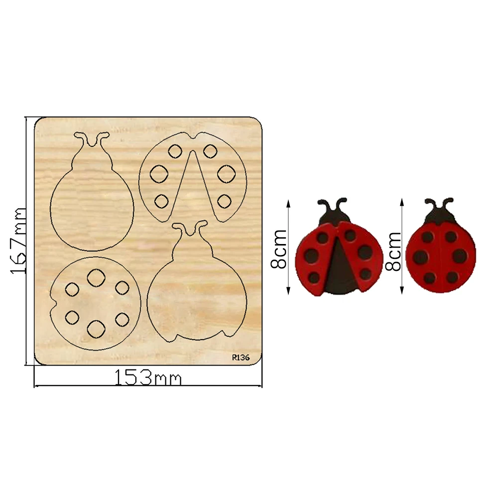 Ladybugs Wooden Cutting Dies Scrapbooking DECOR HOME DIY Suitable for Market Universal Cutting Machine / R136