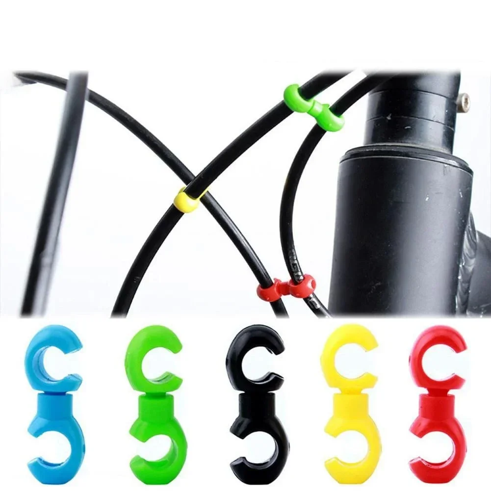 AliExpress 10Pcs Bike Cable Clips Bicycle Brake Cable Clips Rotating S-Hook Bike MTB Brake Gear Housing Fixing Holder Guide Buckle Clips
