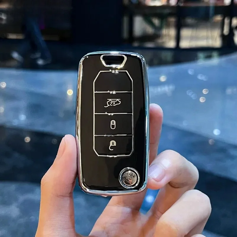 Étui pour clé en TPU pour Jeep Renegade Compass 2016 2019 2020 2021, 4 boutons, Protection pour télécommande, porte-clé pliable à rabat
