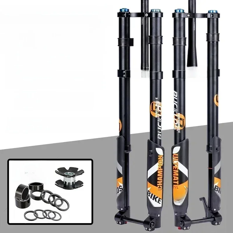 AliExpress BUCKLOS Dual Crown Inverted Air Fork 26/27.5/29Inch DH MTB Air Suspension Fork 15*110mm Boost Fork E-bike Downhill Bike Parts