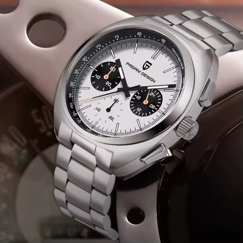 Pagani design 2025 novo panda dial relógios masculinos relógio de quartzo de luxo para homem japão vk63 esporte cronógrafo vidro safira relógio de pulso
