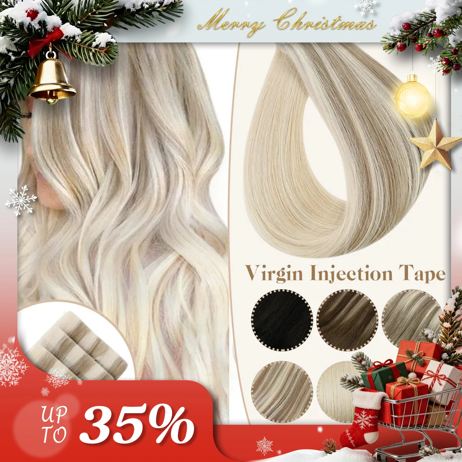 Полный блеск, инъекция, девственные человеческие волосы, лента из искусственной кожи с утком, светлый цвет, девственные, невидимые, бесшовные, 5 шт., для тестирования
