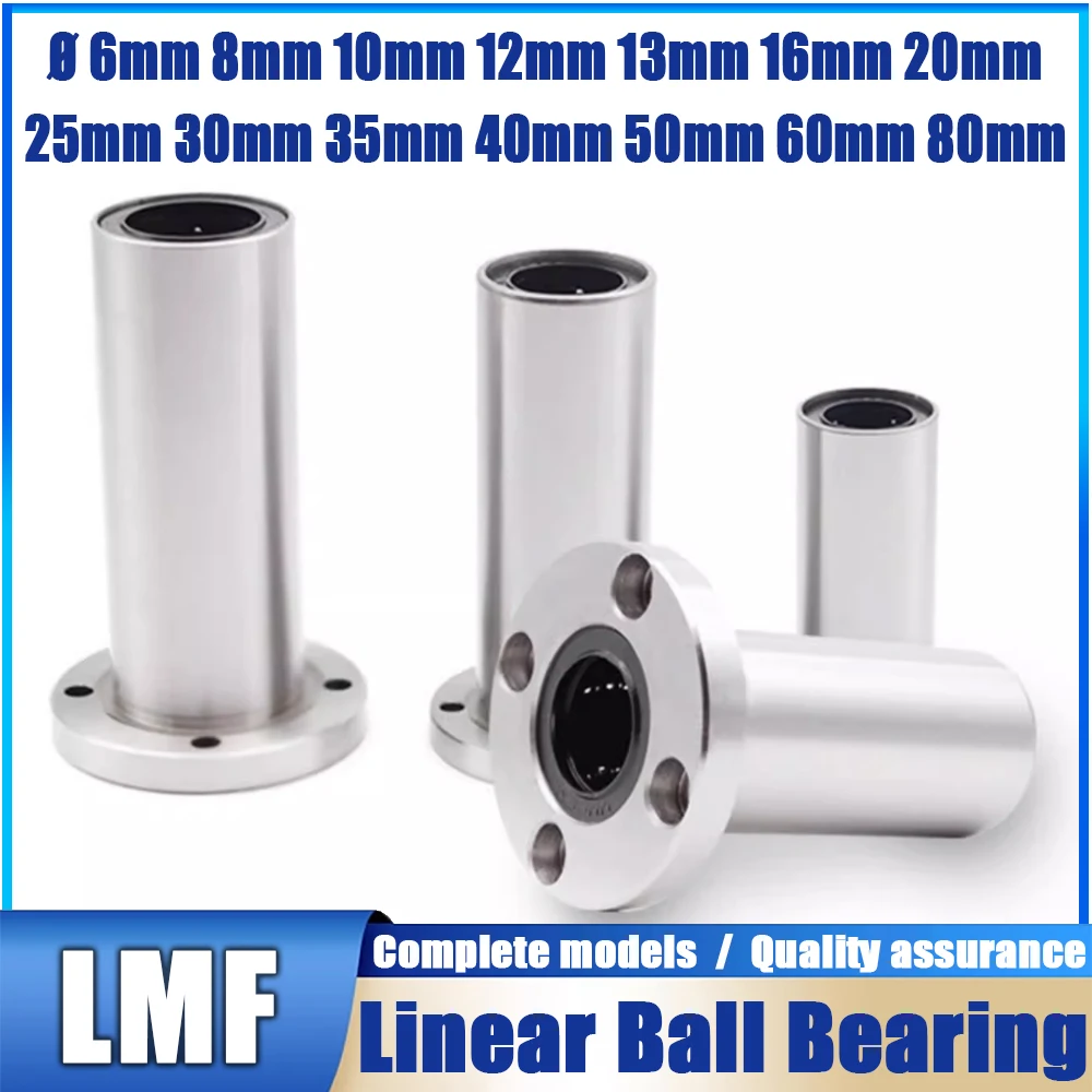 1PCS LMF 6 8 10 12 13 16 20 25 30 35 40 UU or LUU Oval Flange Bushing Router Shaft CNC Linear Bearing For 3D Printer Parts Rods