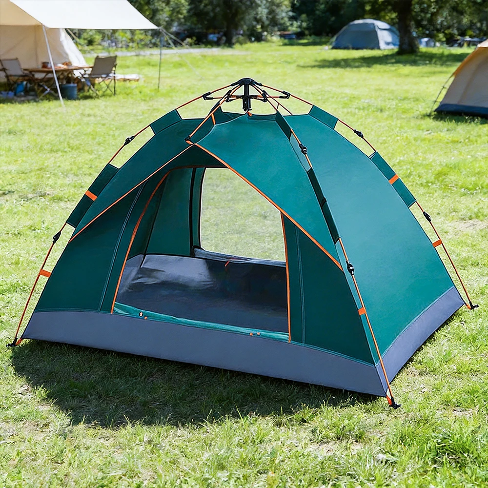 Tente instantanée pour 2 personnes, imperméable, coupe-vent, installation facile, 200x150x110cm, avec piquets et cordes, pour le camping et les voyages