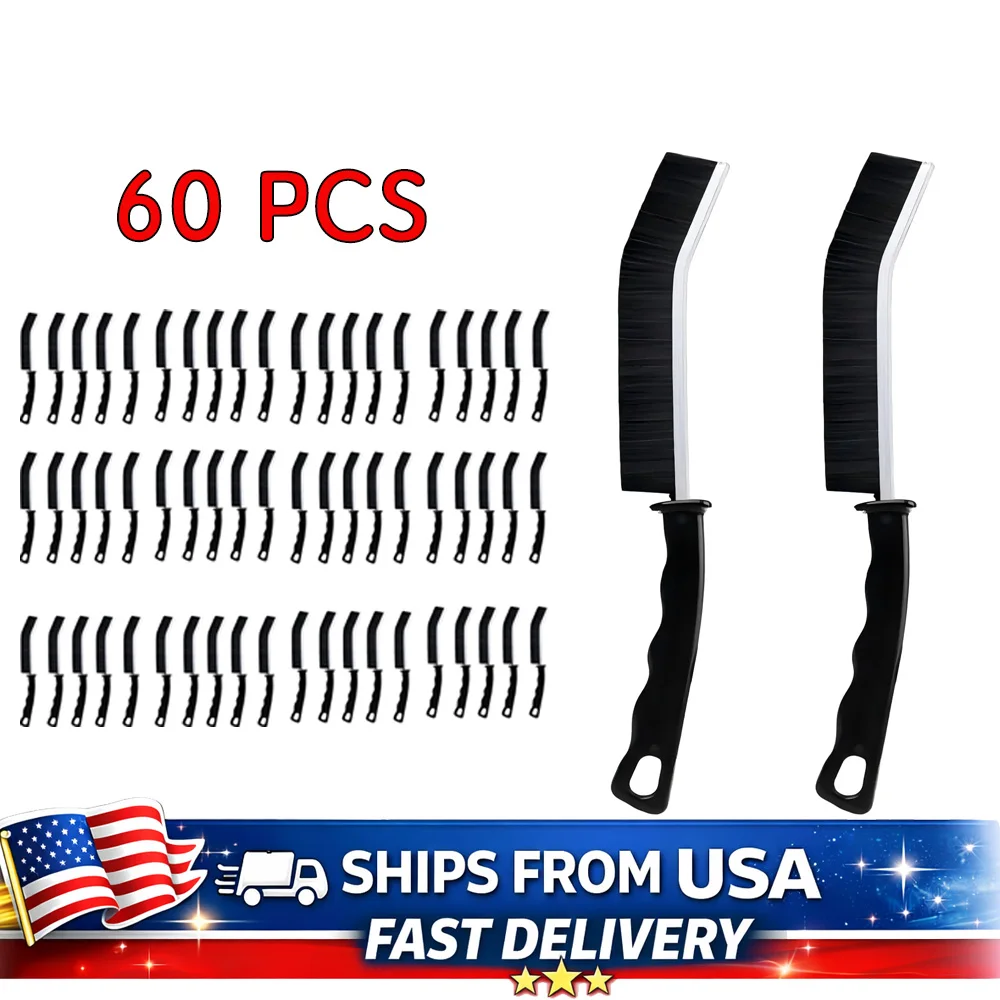 

60Pcs Crevice Cleaning Brush Hard Bristle Gap Brush for Bathroom Kitchen Tile Grout Window Household Cleaning Tool