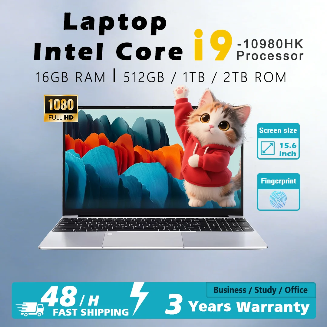 Computadora portátil de 15.6 pulgadas con Windows 11, Core i9-10980HK, PC Gamer, 16 GB de RAM, desbloqueo por huella dactilar, portátil con retroiluminación, computadora para estudio.