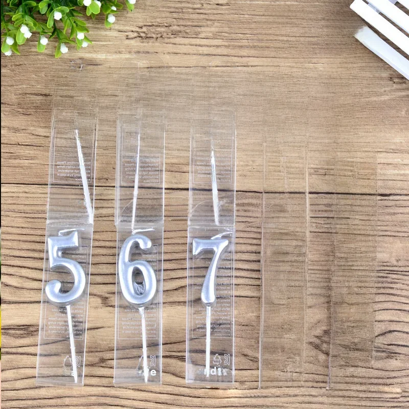 Gâteau d'Anniversaire en Argent avec Chiffres pour Enfant, Fournitures de Décoration de ixpour Garçon et Fille, 1 Pièce, 0, 1, 2, 3, 4, 5, 6, 7, 8, 9