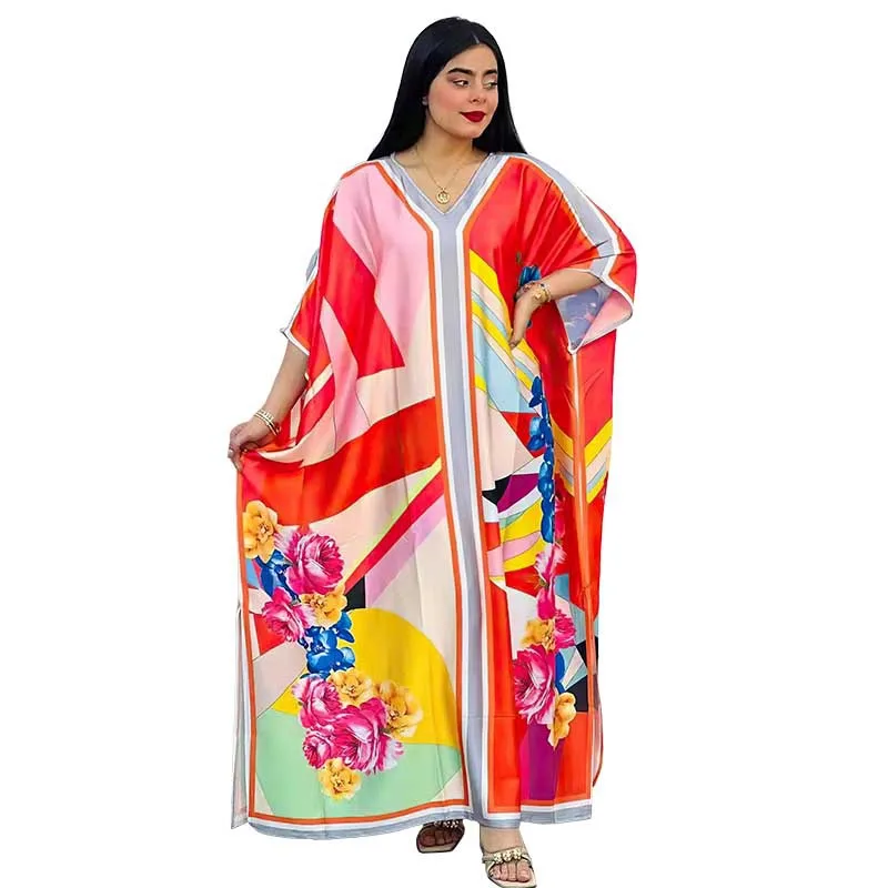 

Elegant Printing Abaya Robe African Clothing Plus Size Long Robe Muslim Dress Wedding Party For Women African Dress Dubai Turkey