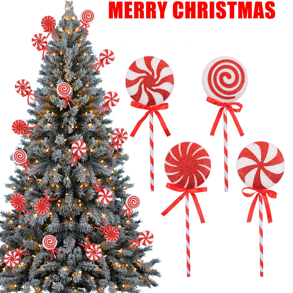 2025 New Colored Christmas Lollipop Decoration Creative Holiday Lollipop Candy Christmas Tree Decoration Props