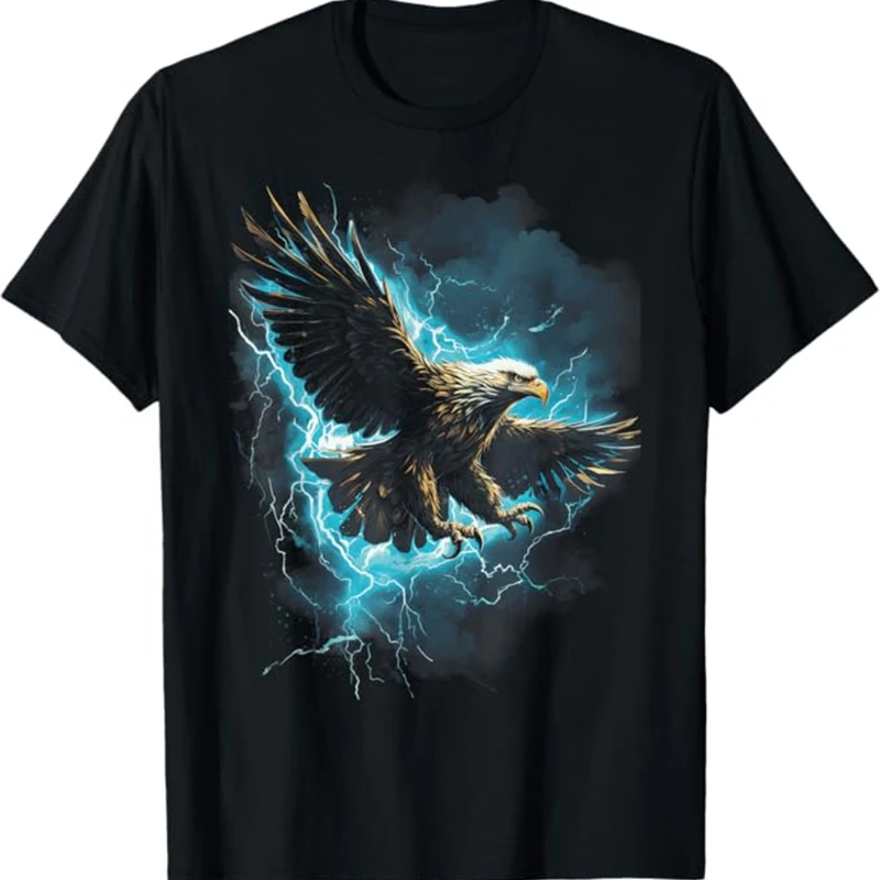 

Men's pure cotton T-shirt 3D eagle print strap design for casual street wear daily shirt breathable and comfort