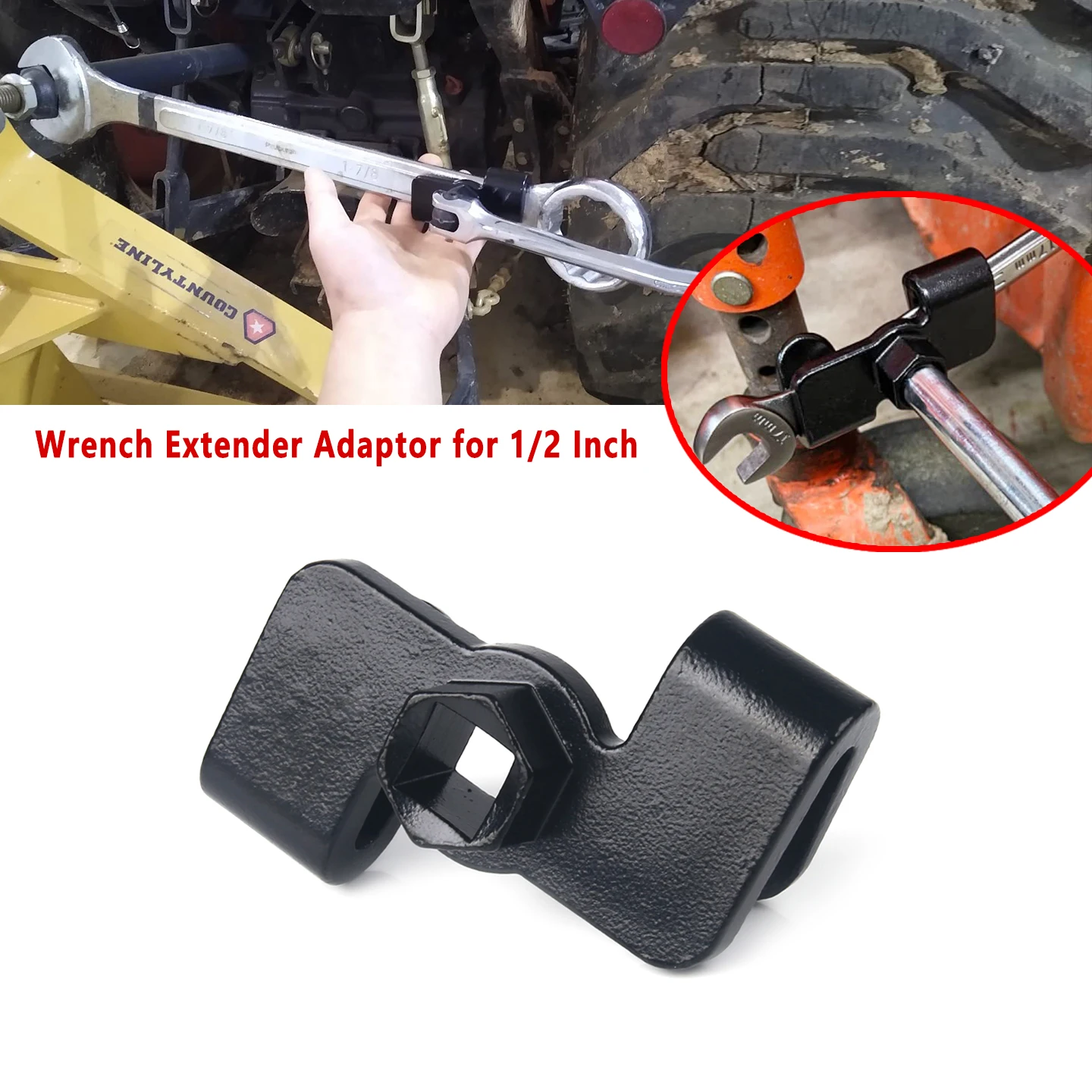 Adaptateur d'extension de clé pour clé à cliquet de 1/2 pouce, outil d'extension de clé pour utiliser des clés sur des écrous et boulons tenaces, aide à l'extension de clé