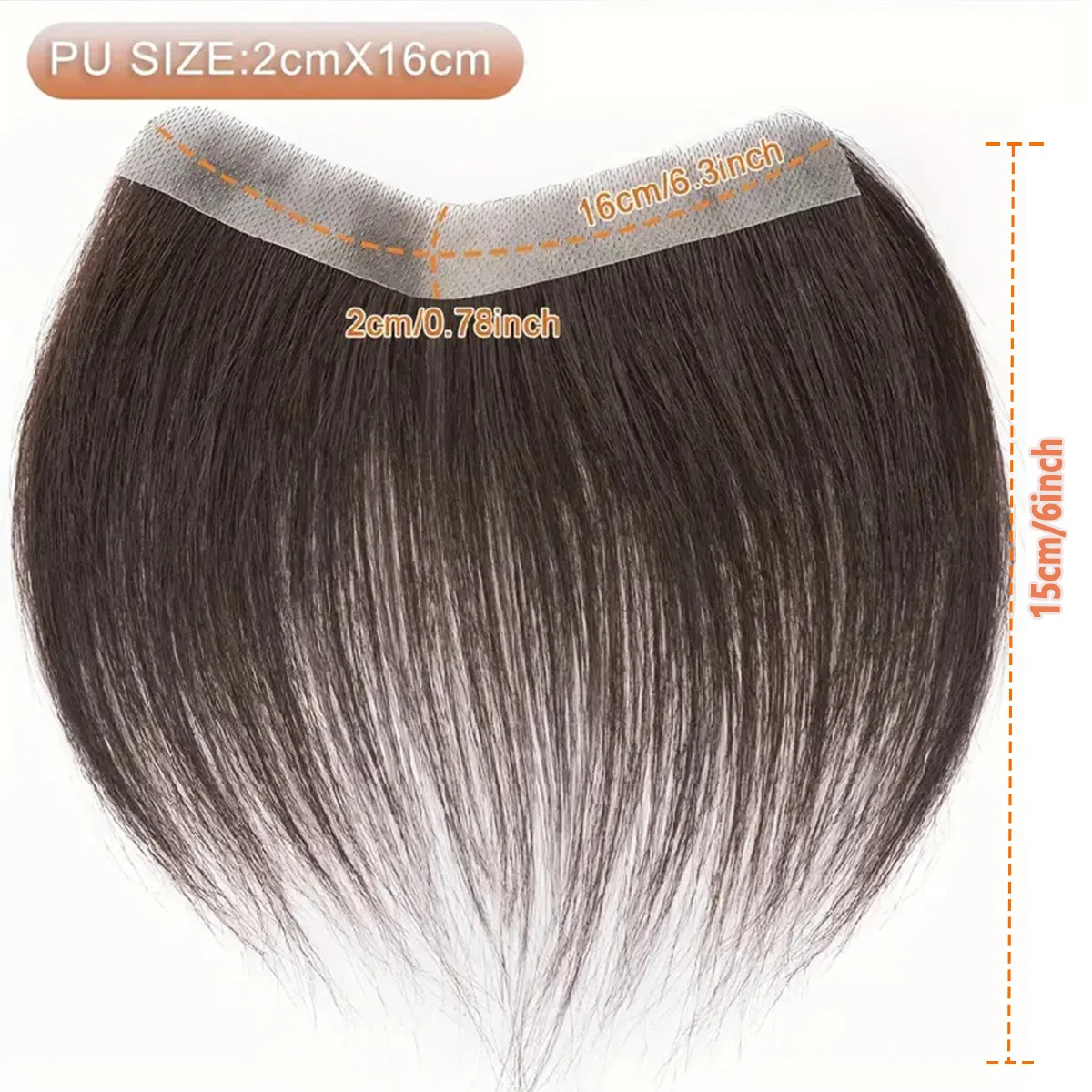 6 Inch Seamless Hairline Topper Natural Look Replacement for Forehead Fringe & Hairline Invisible Edge Adhesive Hair Extensions