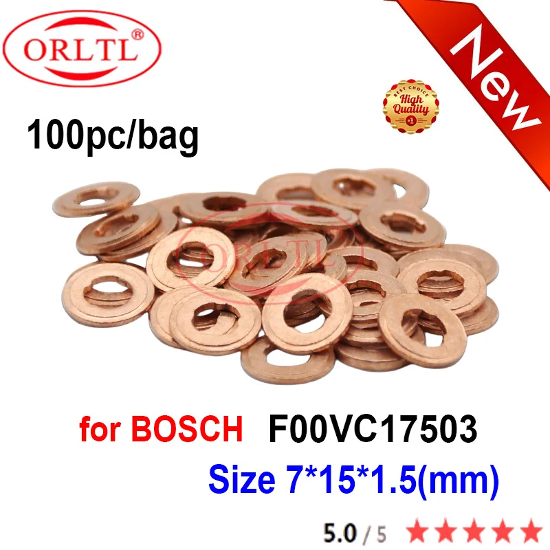 100PCS Common Rail Injector Copper Washer F 00V C17 503 Injector Shim F00VC17503 for BOSCH NOZLE