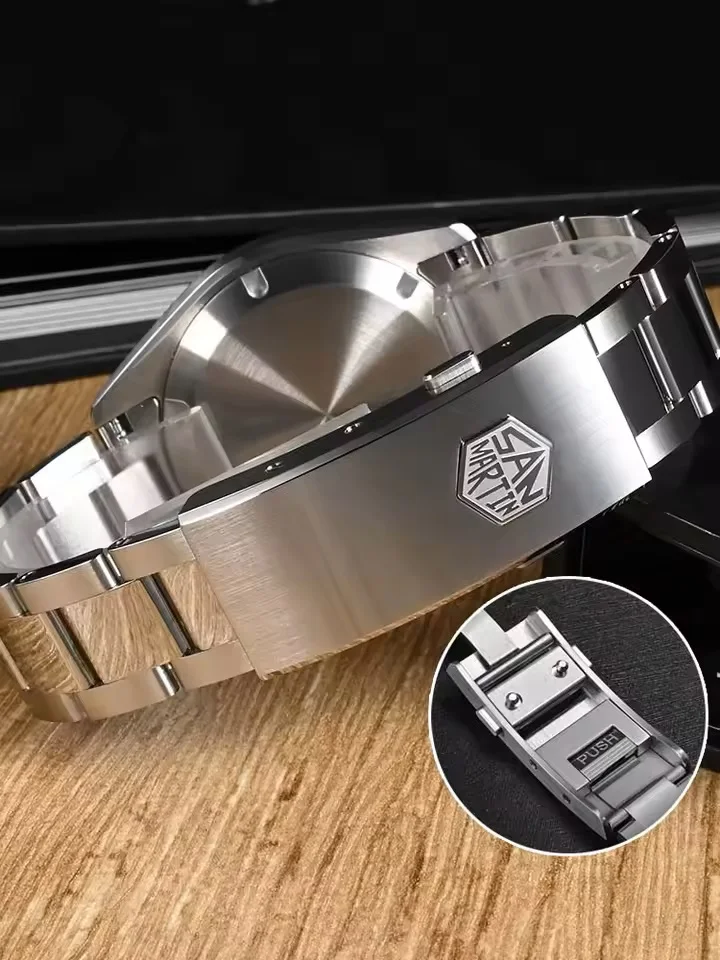 سان مارتن جديد 39 مللي متر نسيج الصحراء الفاخرة رجال الأعمال GMT ساعة NH34 التلقائي الميكانيكية مقاوم للماء 100 متر مضيئة SN0129