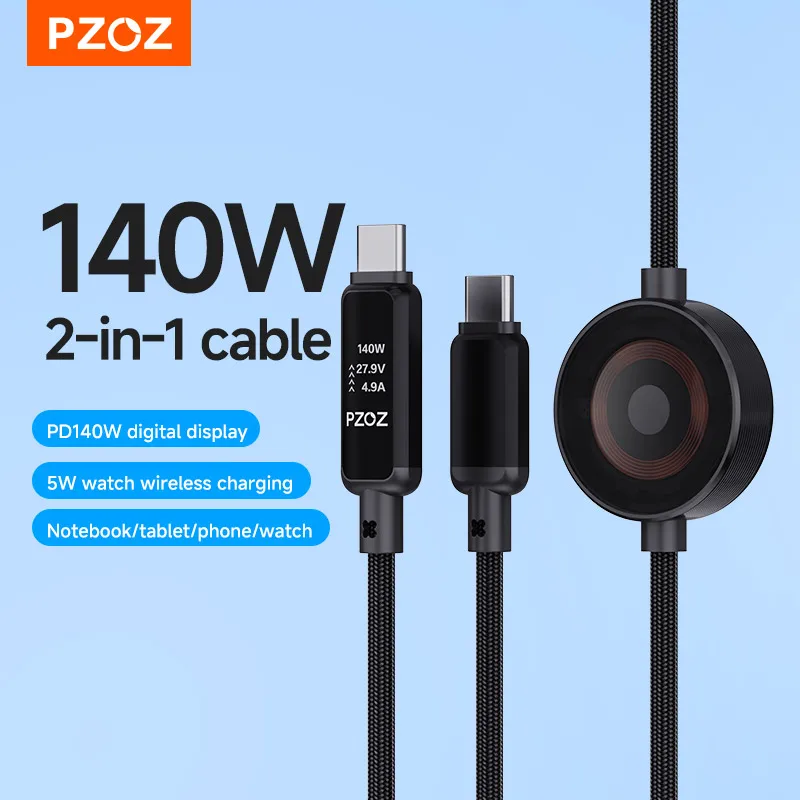 

Кабель PZOZ USB-C - Type-C для быстрой зарядки, магнитный кабель для Apple Watch Series 11, iWatch Ultra, iPhone, iPad, Macbook