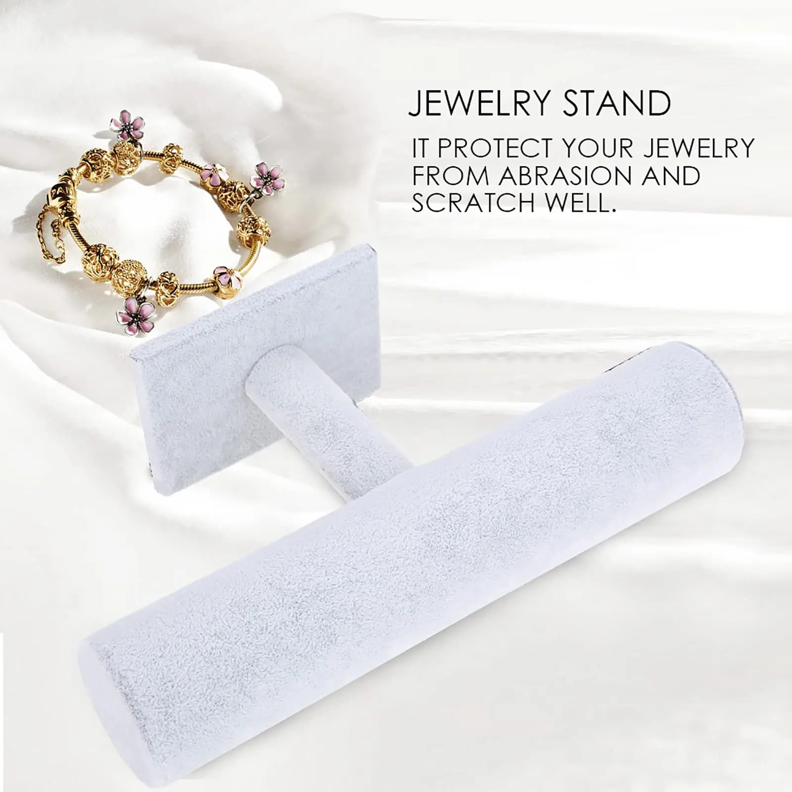 Bracelet Display Stand Plush Grey Velvet T-Bar Holder for Bangles Watches Retail Counter Premium Quality Best 2026