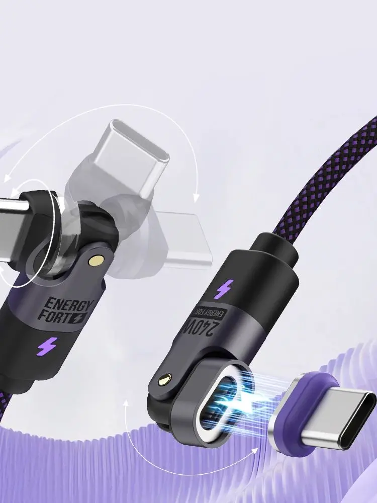 Kabel do szybkiego ładowania PD3.1 o mocy 240 W 540 °   Kabel obrotowy typu C 5A z materiału nylonowego do iPhone'a MacBook Samsung UGREEN/Anker powerbank — zdjęcie produktu 7