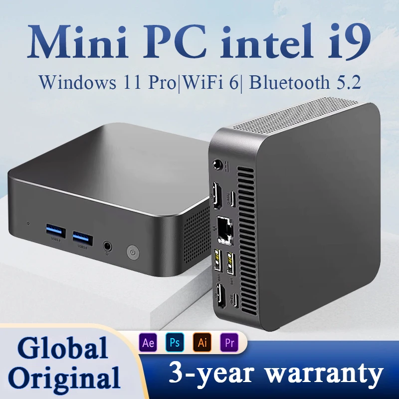 Mini PC Intel Core i9 8950HK con Windows 11 Pro, i3 6100U, computadora portátil, 16GB de RAM, SSD de 1TB/2TB, PC de escritorio de bolsillo para juegos, WiFi 6