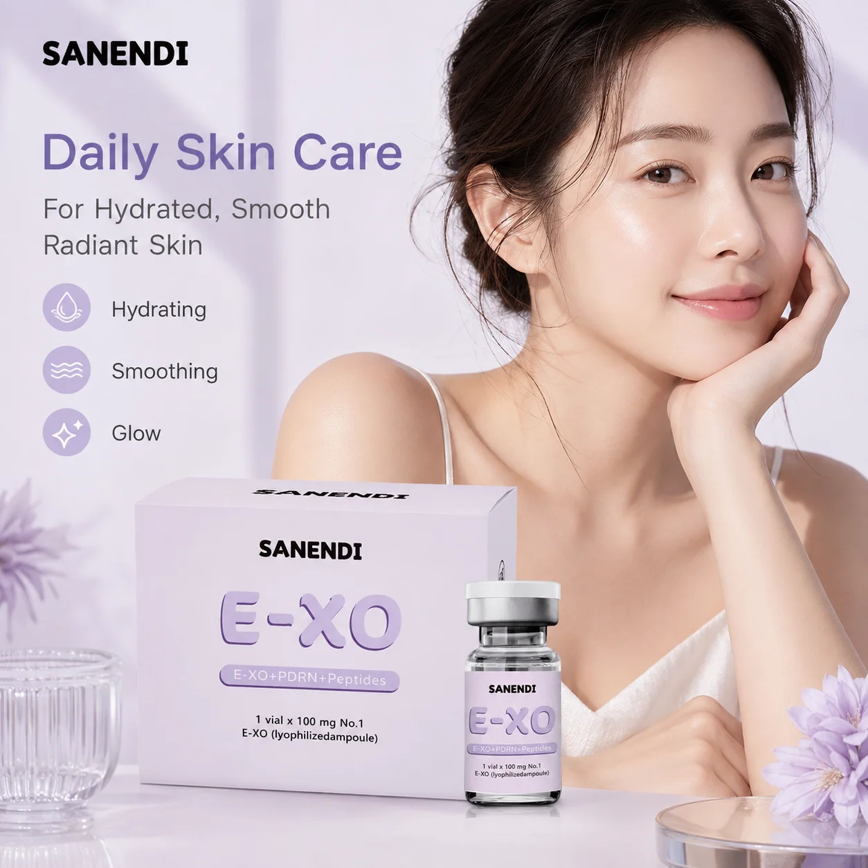 SANENDI EXO PDRN Serum Ampoule Peptide Essence Hydrating Skin Care Moisturizing Facial Serum Lightweight Texture