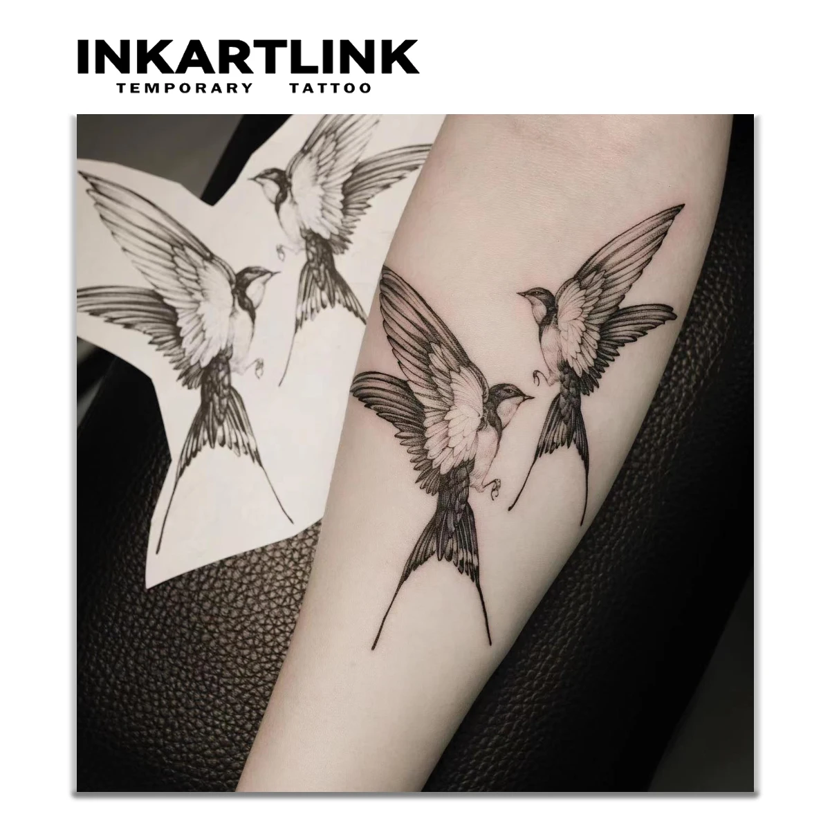 INKARTLINK Herbal Flying Swallow Temp Tattoo Sticker for Travel Lovers, Everyday Wear & Free Spirit Style.