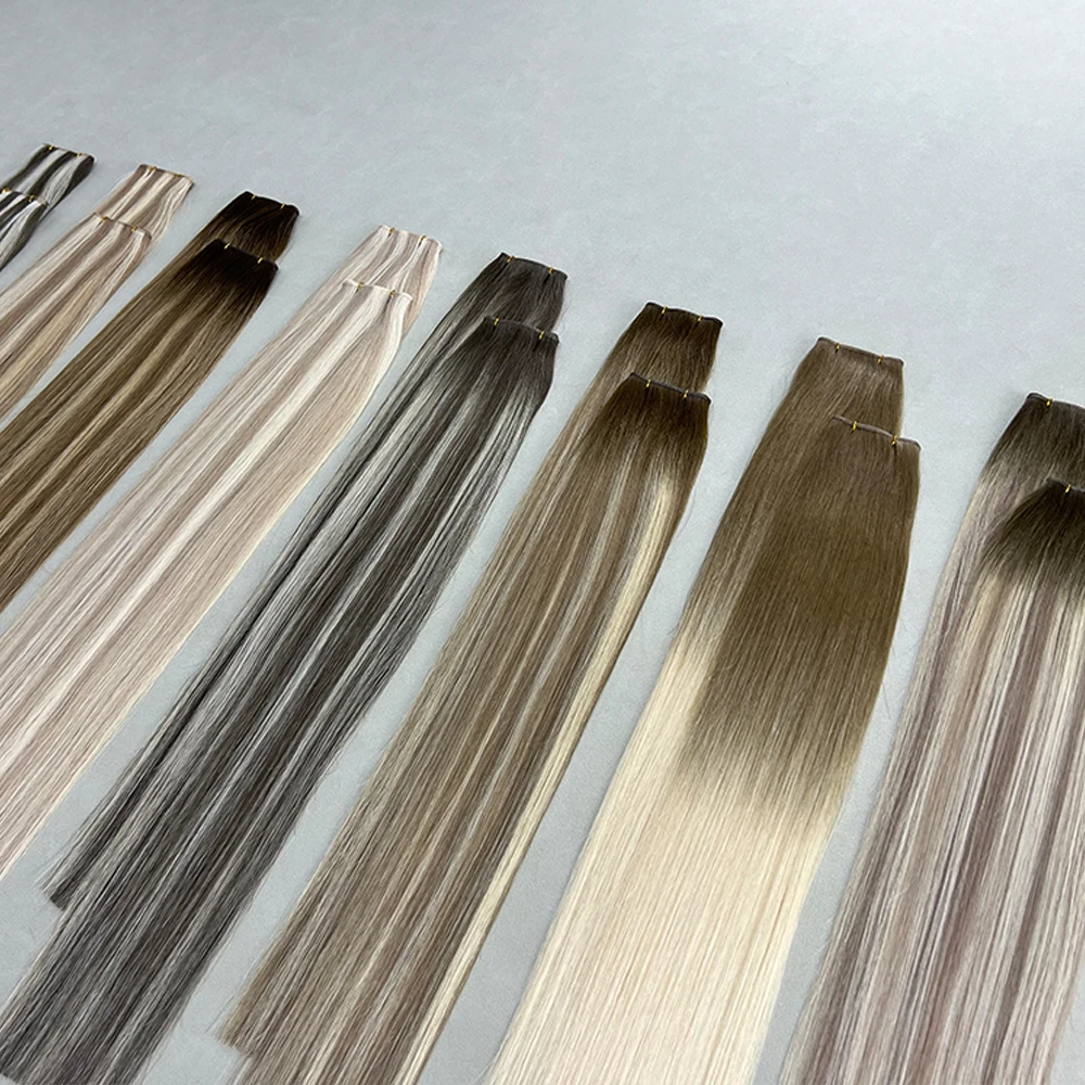 وصلات شعر بشري عبقرية لحمة 100% شعر بشري حقيقي طبيعي 18-24 بوصة حزم تسليط الضوء على البرازيلي الأصلي شعر بشري #3