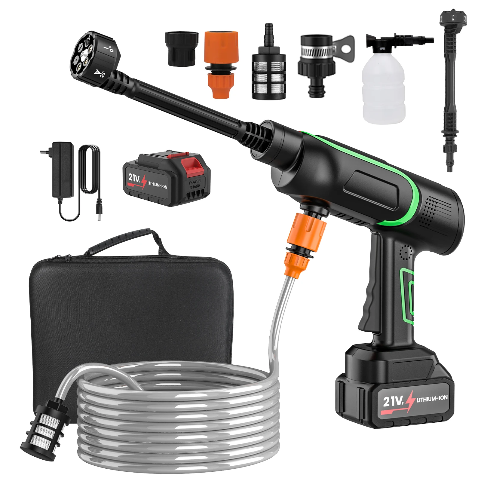 60bar Draadloze Hogedrukreiniger Wasmachine 30000Mah Spray Waterpistool Tuin Waswater Reinigingsmachine Voor Makita 18V Batterij