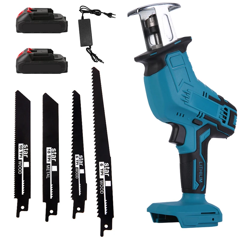 Sierra eléctrica alternativa inalámbrica de 100mm, herramienta de corte de madera y Metal de velocidad Variable de 3000rpm, sierra eléctrica para batería Makita de 21V