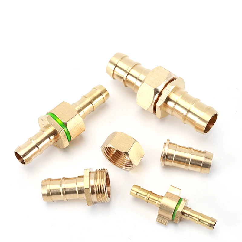 Hose Barb Pipe 6 8 10 13 15 19 21 25mm Bulkhead Brass Barb Tube Pipe Fitting Coupler Connector Adapter For Fuel Gas Water Copper