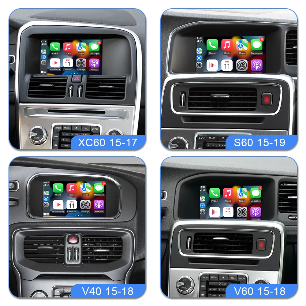 EBILAEN Wireless Carplay For Volvo V40 V60 XC60 S60 S80L Multimedia Android Auto Ｍodule Box Mirror Link Display Screen Camera