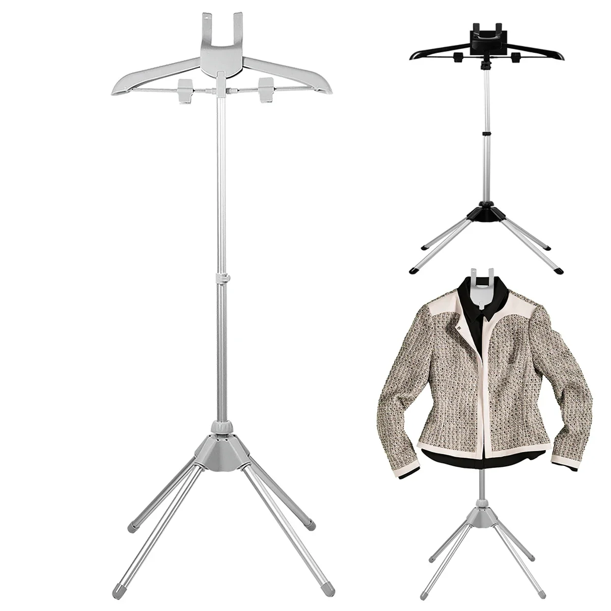 willstar Support télescopique pour cuiseur vapeur, 85-160cm, hauteur réglable, pliable pour suspendre des vêtements de repassage 3