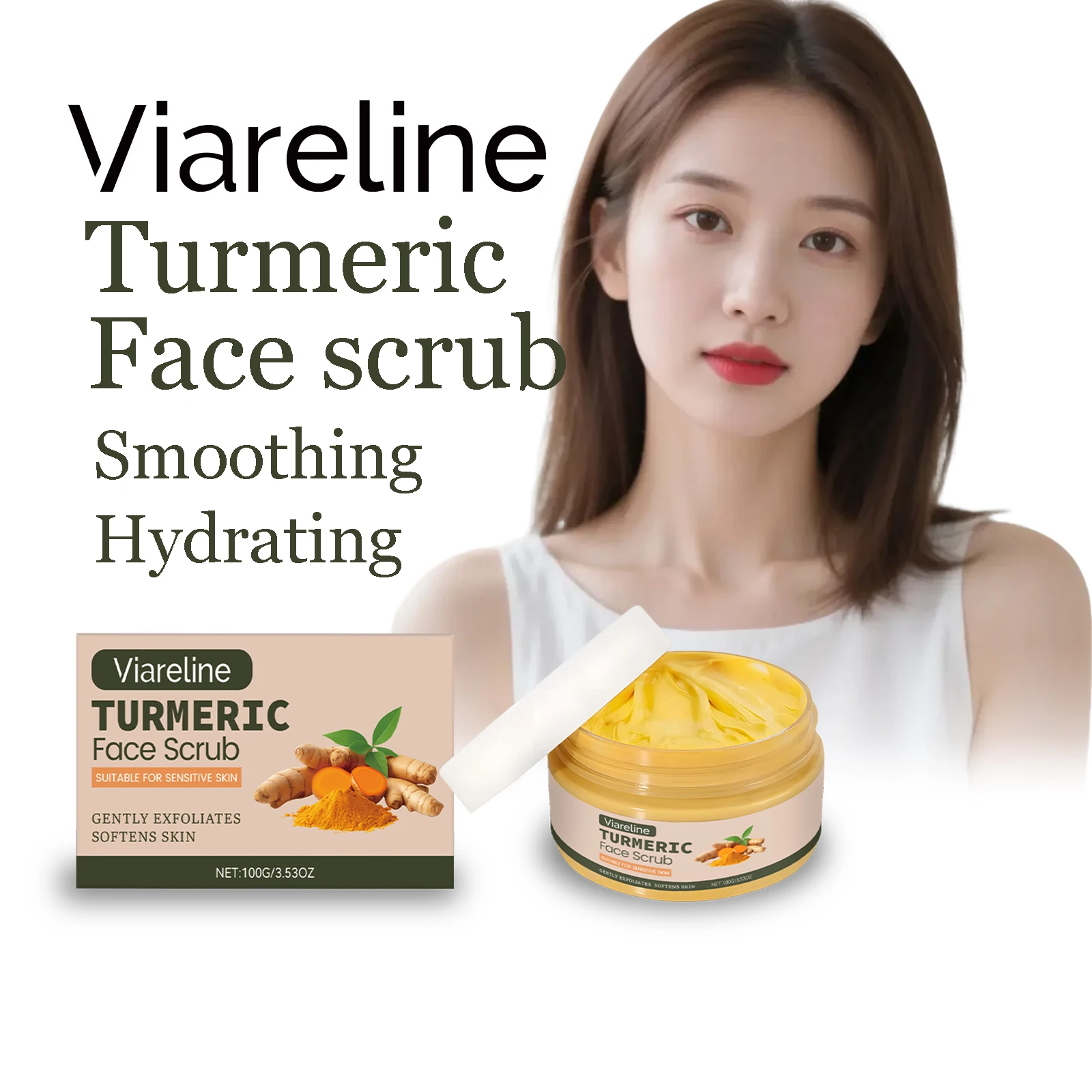 

100 г Скраб для лица с куркумой и кератином: нежное очищение, отшелушивание пор, удаление омертвевшей кожи, улучшение гладкости, питание и смягчение кожи