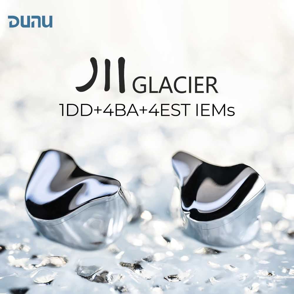 DUNU GLACIER Flagship IEMs 1DD+4BA+4EST Hybrid Driver Earphones HiFi Stage Studio Audiophile Wired Headphones with 3.5+4.4 Cable