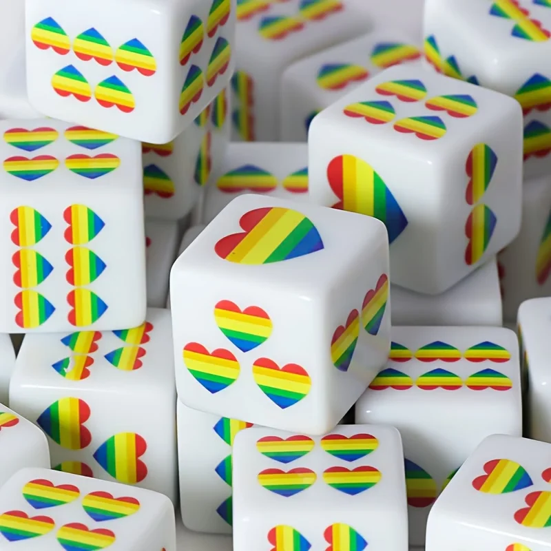 CANDYPIXEL 12Pcs Rainbow Heart D6 dice, 6 sided dice, suitable for tabletop games, board games, role-playing games view 4