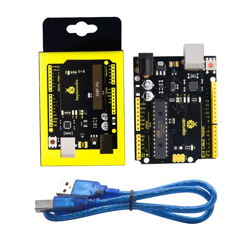 Płytka rozwojowa Keyestudio V4.0 z układem szeregowym USB CP2102 + kabel kompatybilny z pudełkiem upominkowym Arduino Uno R3 — zdjęcie 2