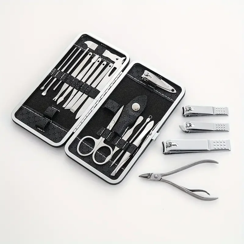 مجموعة مانيكير، مجموعة مقصات أظافر للعناية الشخصية من الفولاذ المقاوم للصدأ، مجموعة أدوات العناية بالأظافر الاحترافية مكونة من 19 قطعة، أدوات العناية بالأظافر #5