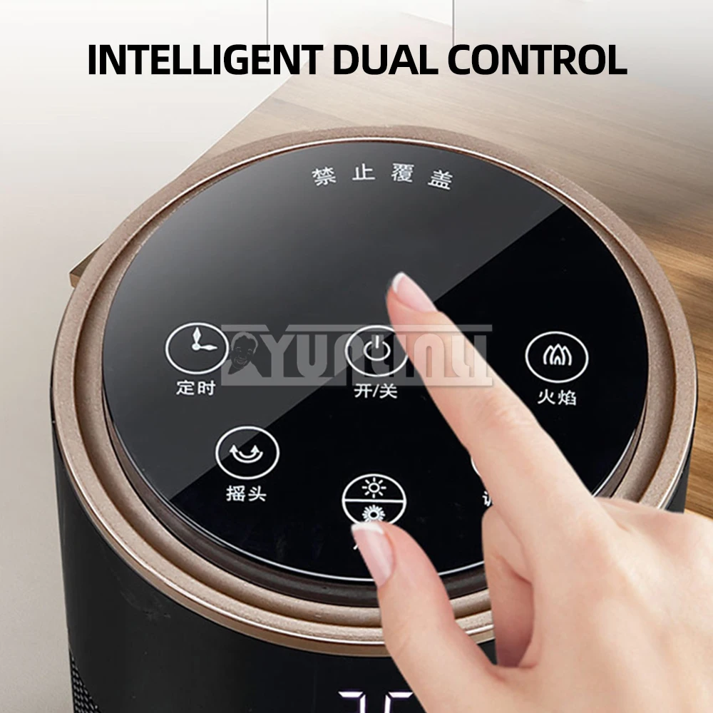 수직 온풍 송풍기, PTC 세라믹 가열 선풍기, 3D 모조 불꽃, 수직 열풍 선풍기, 2000W