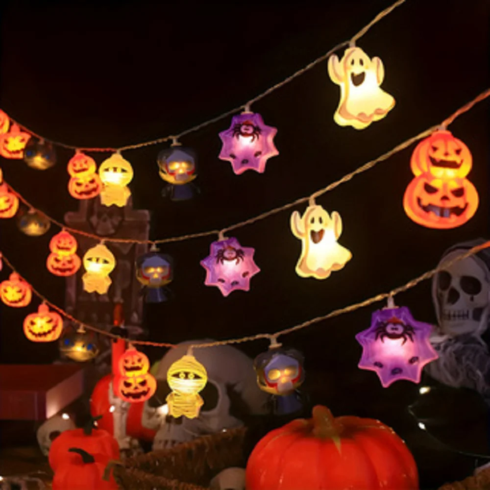 زينة الهالوين شبح LED سلسلة أضواء أضواء الحفلات تعمل مع الأسلاك النحاسية ضوء الليل للديكور الداخلي والخارجي للفناء
