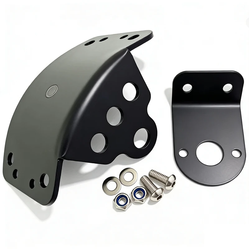 

Black Curved Side Mount License Plate Bracket 3/4" and 1" Axle Hole for Sportster Bobber Chopper Custom Cruiser Motorcycles