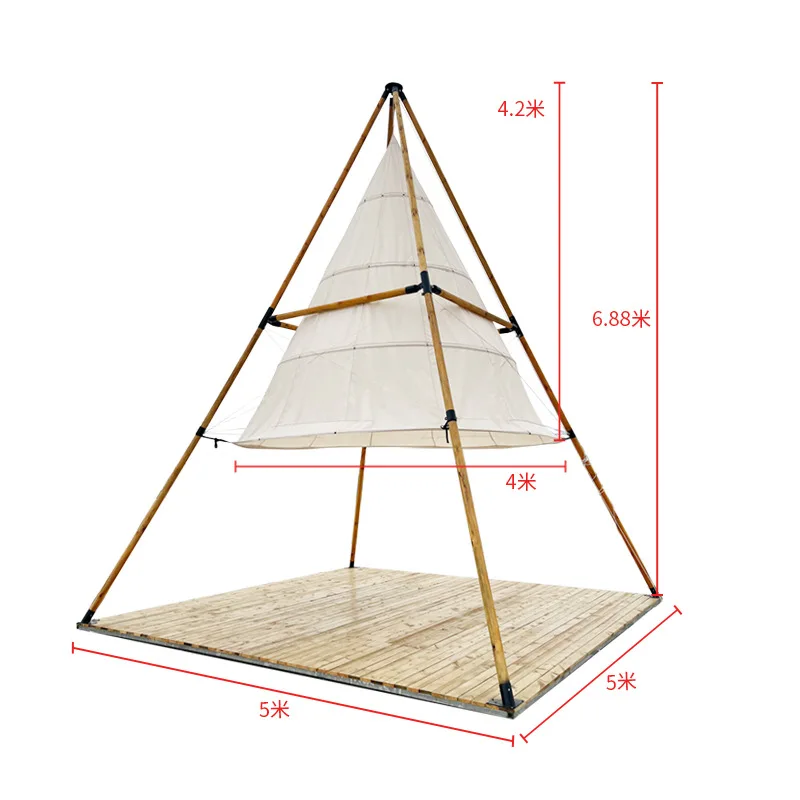 Lantern Safari Tent lamping Hotel Pyramid Sun High Quality Customizable Outdoor Camping Restaurant Pyramid Sunshade Canopy Party