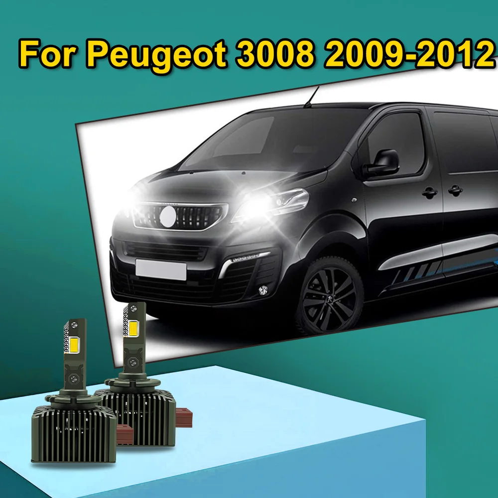 

2 светодиодные автоматические фары, двусторонние лампы CSP 3570 с чипами для Peugeot 3008 2009 2010 2011 2012 Canbus 30000LM D1S D1R Super Bright