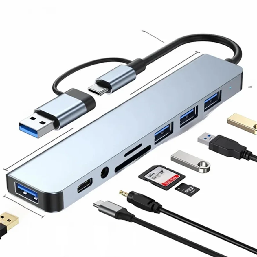 8 w 1 USB 3.0 HUB USB-C stacja dokująca 5Gbps szybka transmisja rozdzielacz USB typu C do USB OTG Adapter do macbooka Pro — zdjęcie 2